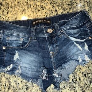 Express Blue Distressed Denim Shorts